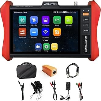 4K 12MP IP Camera Tester, WANLUTECH IPC Tester 90W PoE Power Output 8'' Touchscreen CCTV Test SFP Optical Fiber Module Port RJ45 Cable TDR Test HDMI VGA Input WiFi Network Tools (E88)