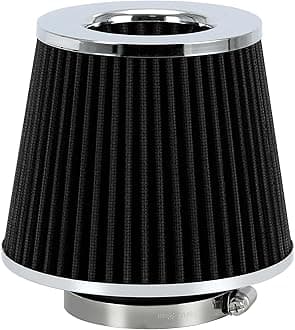 PTNHZ Universal Black 3" 76mm High Flow Cold Air Intake Cone Air Filter Power Intake Air Inlet System Air Cleaner
