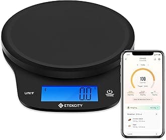 Nutrition Smart Food Kitchen Scale, Digital Ounces and Grams for Cooking, Baking, Meal Prep, Dieting, and Weight Loss, 11 Pounds-Bluetooth, Black