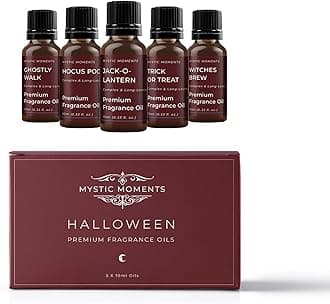 Mystic Moments | Halloween Fragrant Oil Gift Starter Pack 5x10ml | 5 Spooky Seasonal Fragrance Oils – Ghostly Walk, Hocus Pocus, Jack-O-Lantern, Trick or Treat & Witches Brew | Festive Home Scents