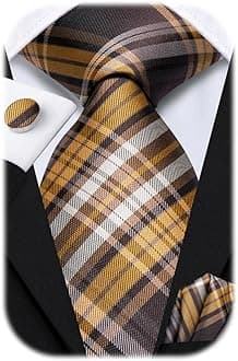 Hi-Tie Men Ties Sets Silk Stripe Paisley Necktie Pocket Square Cufflinks for Business Wedding