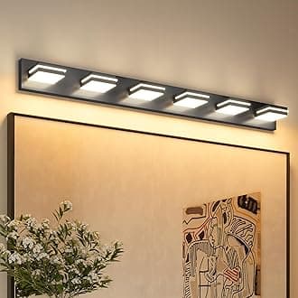 VOLISUN Modern Bathroom Vanity Light Fixtures (6-Light, 48-Inch), 5CCT Dimmable Lighting Fixtures Over Mirror, 360 Rotatable Head, Black LED Vanity Lights