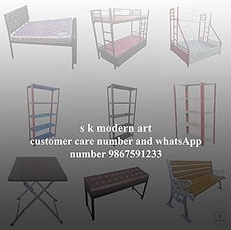 S. K. MODERN ART Metal Bunk Bed for Adults with Trundle Without Mattress (Black Powder Coated, 2.5 x 6 feet)