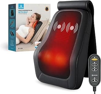 COMFIER Back Massager with Heat, Shiatsu Neck Massage Pillow for Pain Relief, Massage Pillow, Gifts for Women Men, Deep Tissue Kneading Electric Massager for Back Neck Shouler Legs