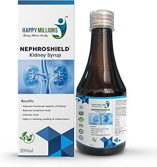 Happymillions Nephroshield Kidney Detox Health Supplement Ayurvedic Syrup Improves Functional Capacity of Kidneys Supports Kidney Function, Balances Creatinine Levels, Reduces Swelling and Inflammation, and Cleanses Urine 200 Ml