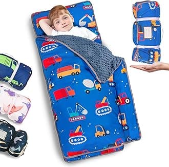 Nap Mat for Toddlers - 55''*23''*2'' with Pillow & Fleece Blanket - Perfect for Preschool & Daycare