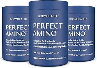 PerfectAmino Tablets, (3-Pack) Essential Amino Acid with BCAAs + Lysine, Phenylalanine, Threonine, Methionine, Tryptophan, Supplement for Muscle Mass Production, Recovery & Strength