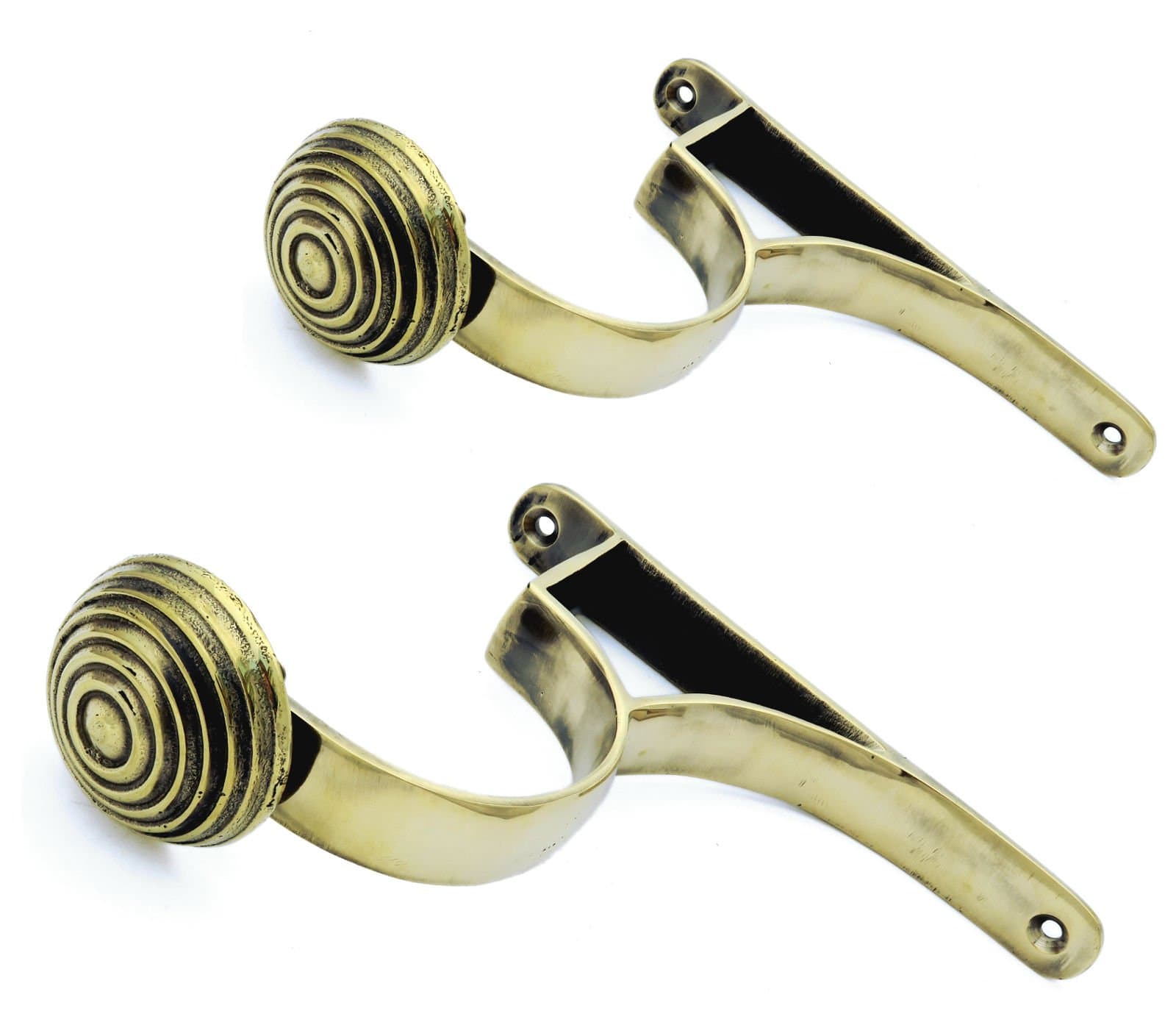 Pair of Solid Brass Curtain Pole Holders (for pole diameters 4.7cm - 6.5cm) [Large 5.8cm - 6.5cm]