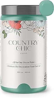 Country Chic All-in-One Chalk Paint for Furniture, Cabinets, Home Decor, Eco-Friendly, Matte Finish, Built-In Primer & Top Coat for Wood, Metal - Bliss (Teal) - Quart 32 oz (950 ml)