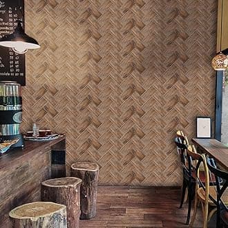 Wood Effect Wall Sticker for TV Walls/Sofa Background Bedroom Kitchen Living Room Bathroom Wall Decor,Tile Transfers Sticker for Home Decor, Peel & Stick self-Adhesive Splashback Tile Decals, 27 pcs