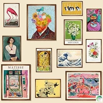 LANCHI95 12 Pcs Eclectic Wall Decor, Eclectic Home Decor, Maximalist Decor, Vintage Wall Art, Colorful Boho Gallery Wall Prints, Art Prints for Bedroom (Unframed)