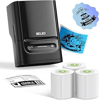 Nelko Label Maker Machine with Tape, PM220 Bluethooth Label Printer, 2 Inch Portable Thermal Printer for Small Business, Logo, Clothing, Sticker Printer for Phones & PC, with 3 Labels, Black