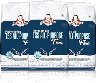 JOSEF MARC T55 All-Purpose Flour, 4 Lbs (Pack Of 3) - Unbleached & High Protein Flour, Type 0 Italian Flour, Bread Flour - 1.8Kg