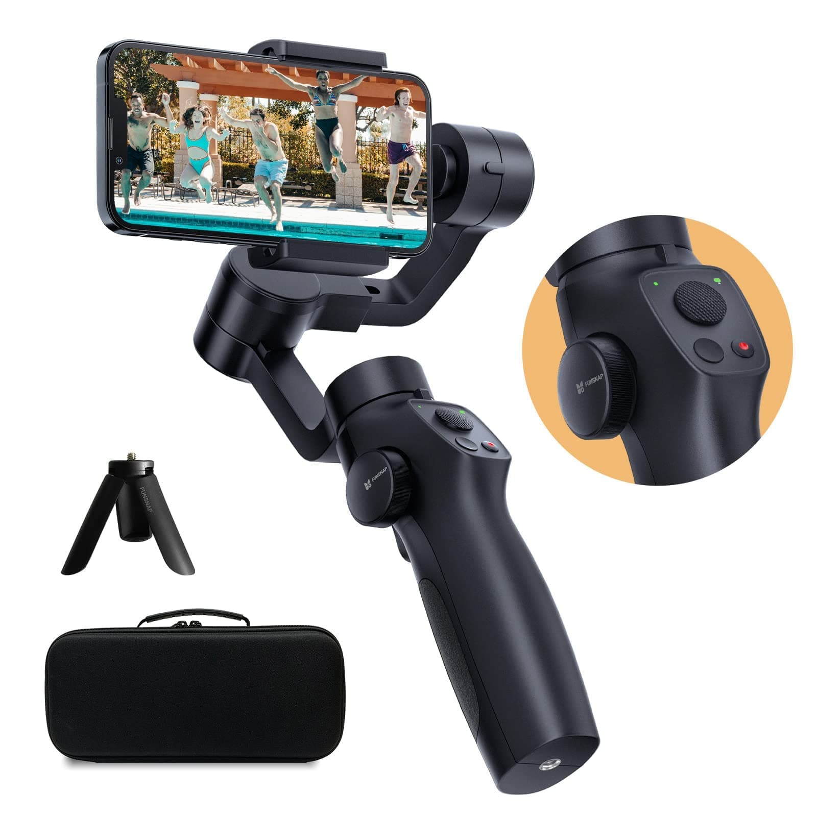 – KASTWAVE 3-Axis Gimbal Stabilizer for Smartphone, Upgraded Face Tracking Focus Wheel Foldable Gimbal with Focus Wheel, Phone Stabilizer for Video Recording Vlog - Capture 2s Combo