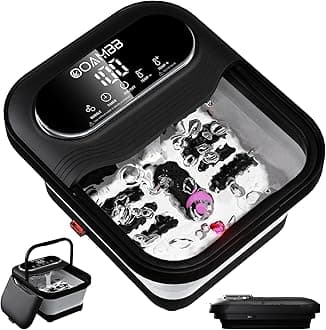 Collapsible Foot Spa with Heat, Bubble and Temp Control, Foot Bath Massager with XL Touch Screen and Massage Rollers, Foot Soaking Tub, Pedicure Foot spa for Stress Relief (Black)