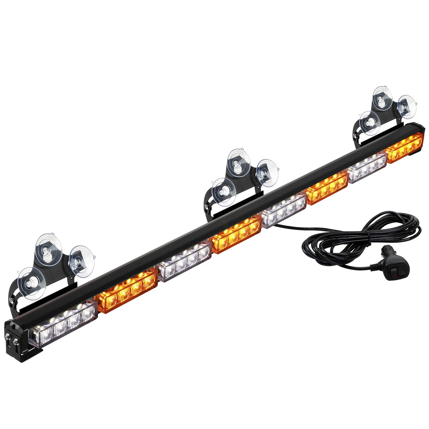 ASPL 36" 32LED Traffic Advisor Light Bar Warning Emergency Strobe Light Bar Directional Flashing Emergency Caution Lighting Led Safety Lights with 16 ft Straight Cord (Amber/White)