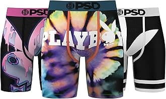 PSD Underwear Mens Boxer Briefs - Playboy, Standard Length Packs and Singles, Soft & Breathable Boxer Briefs for Men