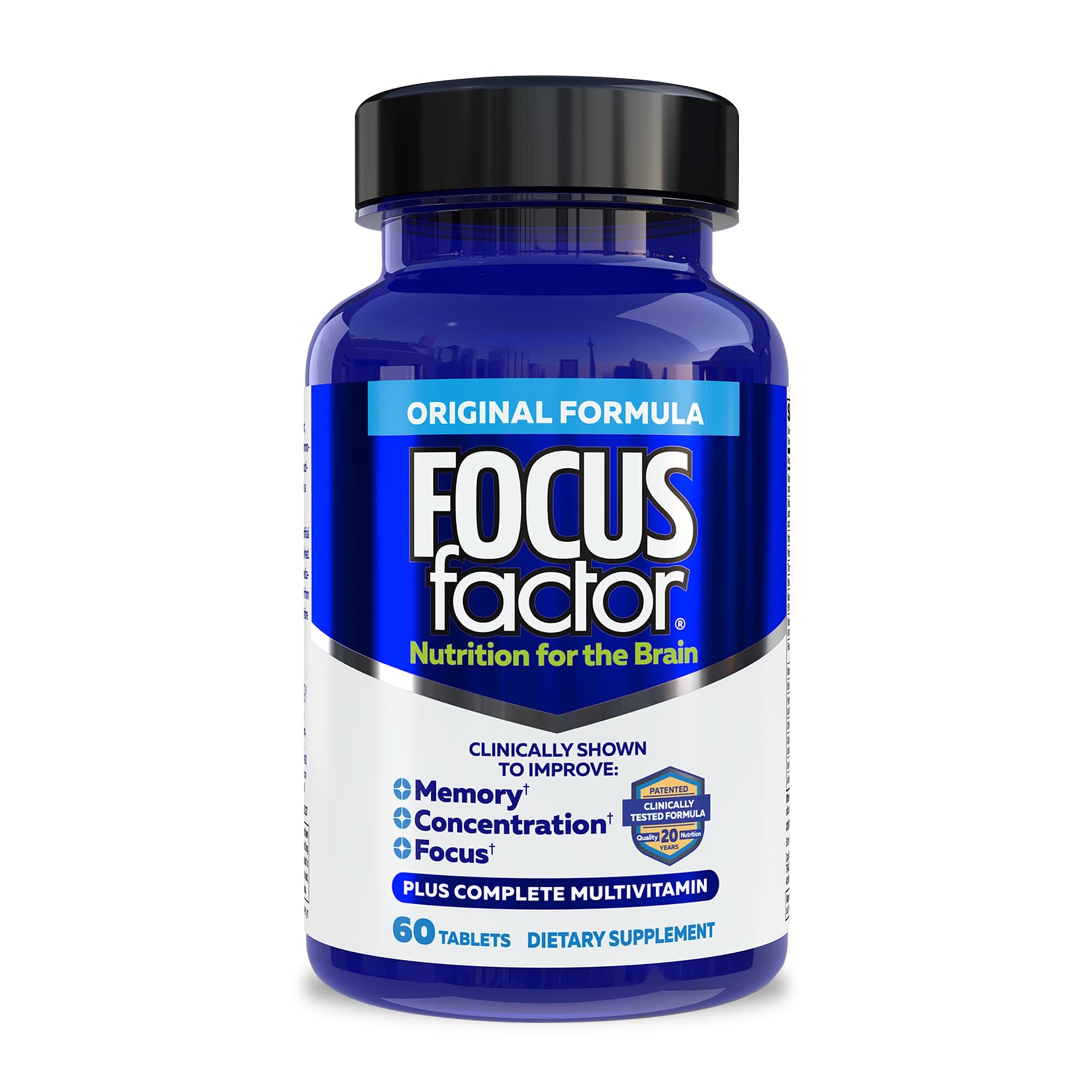 Nutrition for The Brain, Improved Memory & Concentration Brain Supplement, Complete Multivitamin with Vitamins B6, B12, D, Bacopa Monnieri & Tyrosine, 60 Count