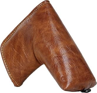 Premium Leather Brown Blade Mallet Putter Cover Driver Fairway Wood Headcover Cover Magnetic Closure