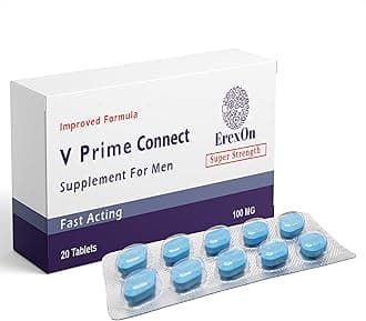 V Prime Connect - 20 Blue Tablets for Men - 100mg Herbal Supplement - Strong Effect - Mens Health Support Tablets - Performance & Enhancement - Ginseng Extract - Made in UK