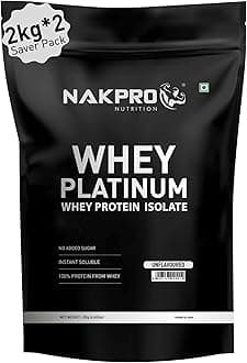 NAKPROPlatinum Whey Protein Isolate 90%, 4kg Unflavoured | 31g Protein, 7g BCAA | Trustified Certified 100% Authentic Supplement Powder & No Adulteration | Low Carbs, Fast Absorbing Whey Protein Pow