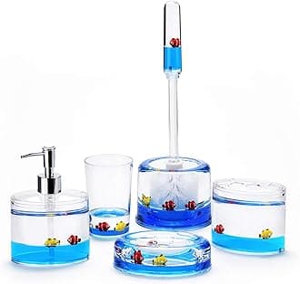 Locco Decor 5 Piece Acrylic Liquid 3D Floating Motion Bathroom Vanity Accessory Set