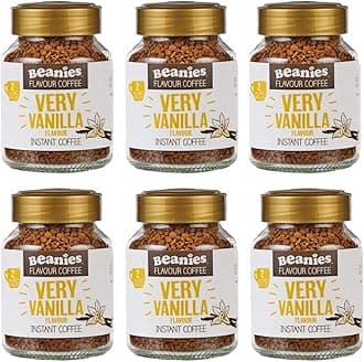 6x Beanies Very Vanilla Flavoured Instant Coffee Jars: 50g per jar
