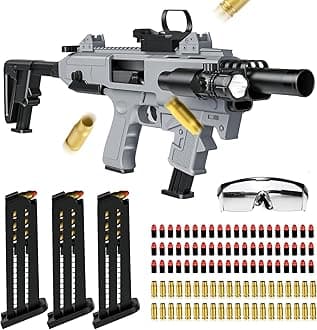 Moonmen Cosplay Dress-Up Accessories Glock Soft Bullet Toy Gun, Shell Ejecting Toy Pistol, A Variety of Combination Gameplay, 3 Clips, Gifts for Boys Girls Birthday (Style 4)