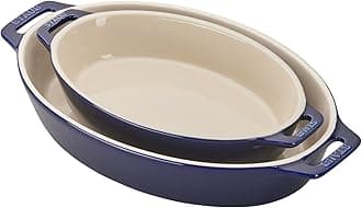 Ceramic Oval Baking Dish Set, 2-piece, Dark Blue