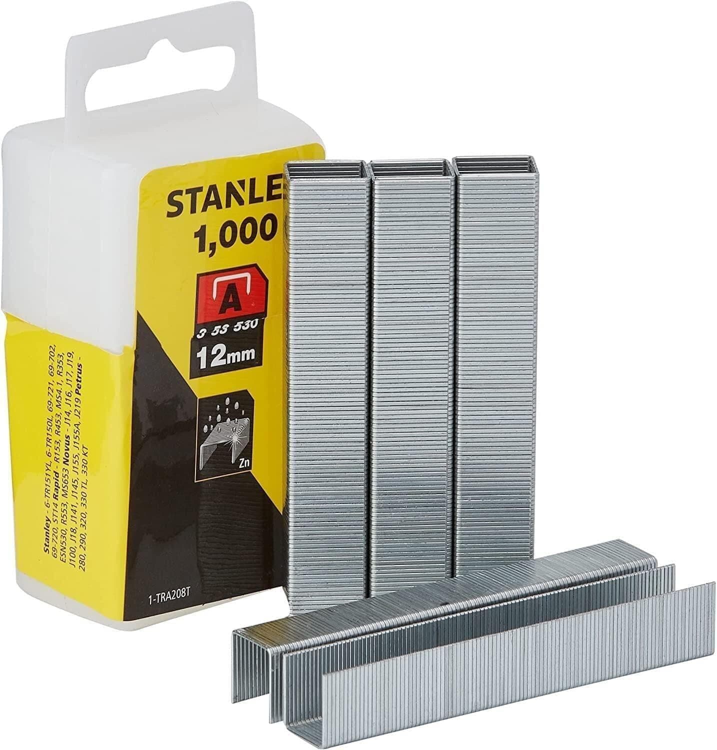 Stanley 1-Tra208T Type A Staples, Silver, 12 mm, Set Of 1000 Pieces