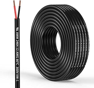 12 Gauge 2 Conductor Electrical Wire 12 AWG Wire Stranded PVC Cord Oxygen-Free Copper Cable 100FT/30.5M for Outdoor Lighting Automotive Battery Solar Panel (12/2AWG-100FT)