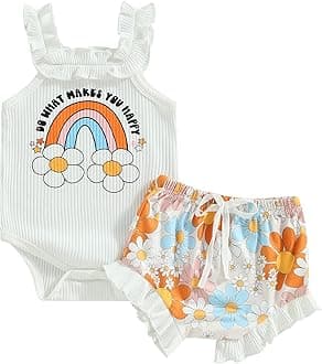 Thorn Tree Newborn Baby Girls Clothes Cotton Suit Cute Baby Kid Infant Romper Play Wear Summer Rainbow Outfits