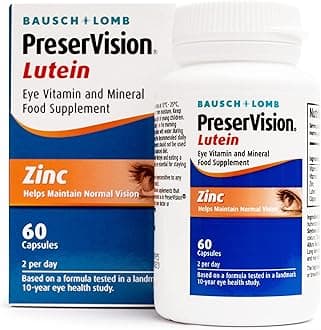 Lutein by Bausch + Lomb, Lutein, Zinc, Copper and Vitamin C and E, Eye Vitamin and Mineral Food Supplement, Two Soft Gel Capsules per Day