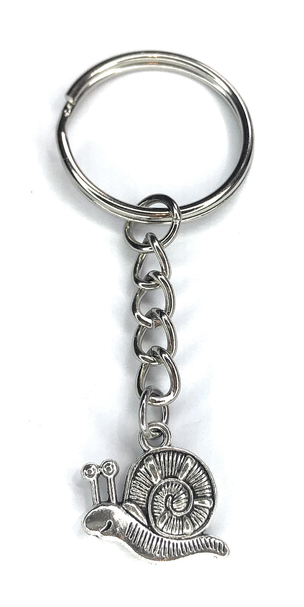 Snail Charm Keyring Key Ring with Silver Tone Keychain