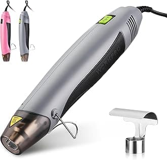- WORKPRO Heat Gun, 400W Mini Hot Air Gun with Reflector Nozzle, 2 Temp Settings 482℉(250℃)/842℉(450℃) and 5.9ft Long Cable Overload Protection for Craft Embossing, Shrink Wrapping PVC, Drying Paint