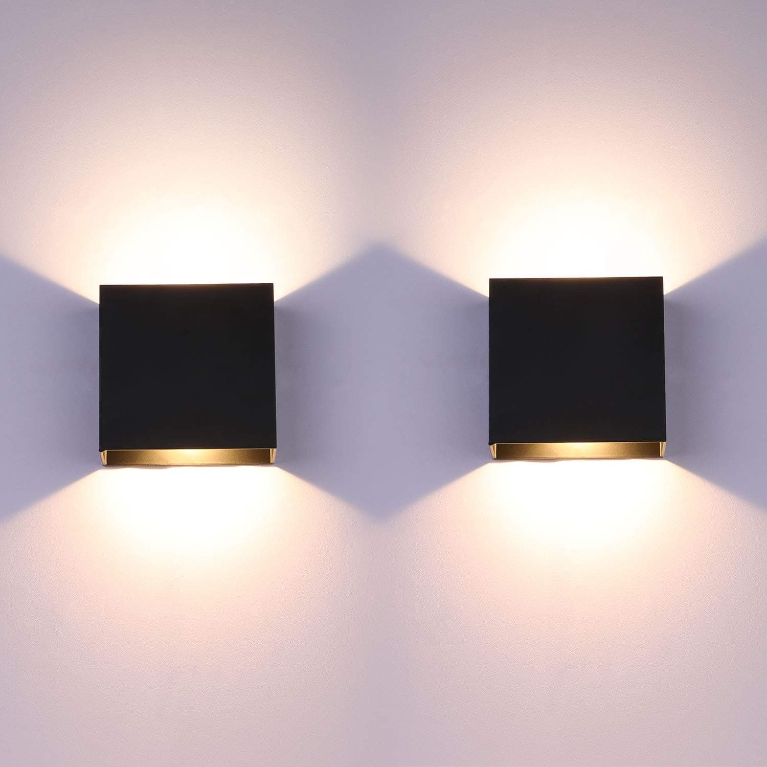 2Pcs LED Wall Lights Indoor Up Down Wall Lamp Wall Wash Light Modern Wall Sconce Lighting Black 6W Aluminum for Living Room Bedroom Hallway Corridor, Stairs, Warm White[Energy Class A++]