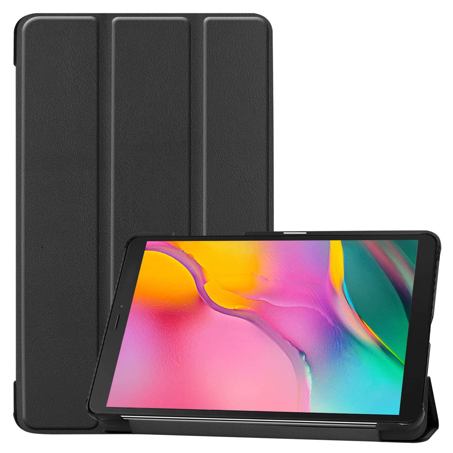 ProCase Folio Case for Galaxy Tab A 8.0 Slim and Lightweight Smart Cover Stand Function Tri-Fold Hard Skin Cover for Galaxy Tab A 2019 8.0 Inch [Model Number:SM-T290 (Wi-Fi) SM-T295 (LTE)] - Black