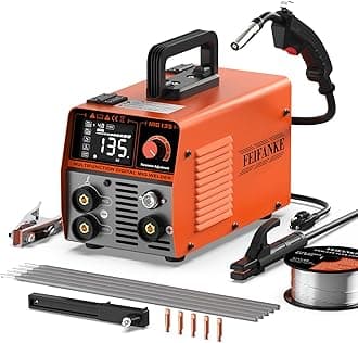 135A Flux Core MIG Welder,110V Gasless Flux Core/Lift TIG/Stick 3 in 1 Portable Welding Machine,IGBT Inverter Wire Feed Welder with LED Display & Synergic Control, Complete Kit Ideal for Beginner