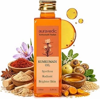 Kumkumadi Oil for Face with Saffron | Ayurvedic Glow Oil for Dark Spots, Dull & Uneven Skin | Lightweight Hydrating Night Face Oil for Radiant Smooth Skin | 3.38 Fl Oz (100ml)