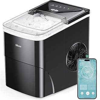Silonn Smart Countertop Ice Maker - 9 Bullet Cubes in 6 Mins, 26 lbs per Day, Compact Wi-Fi Ice Maker Machine, 2 Ice Cube Sizes, Portable Ice Maker with Self-Cleaning for Kitchen/Office/RV