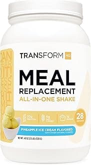 TransformHQ Meal Replacement Shake Powder 28 Servings (Pineapple Ice Cream Flavored) - Gluten Free, Non-GMO