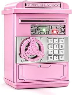TEMI Piggy Bank for Kids, Electronic Coin Money Bank for 3 4 5 6 7 8 9 10 Year Old Girls Gifts, Cash Coin Can ATM Bank for Kids 5-7, Christmas Birthday Gifts (Pink)