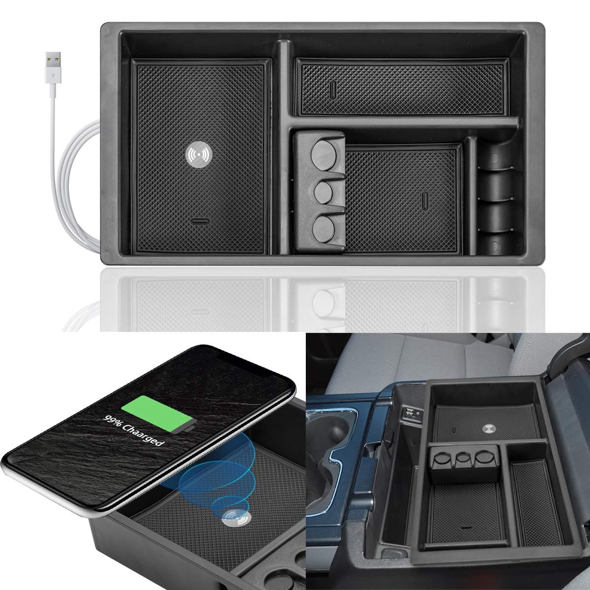Wireless Charger Center Console Organizer 2014-2018