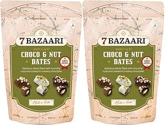 Premium Choco & Nut Dates - Gluten Free, Natural Ingredients - Assorted Almond Dark Chocolate, Cashew Milk Chocolate- 10Pcs (Pack of 2),300 G