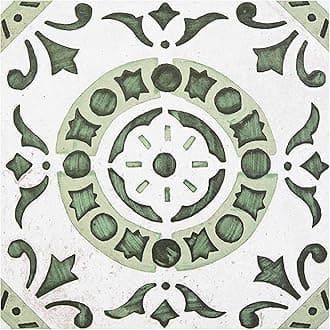 Home Furnishings RTFTV60220 Retro 12x12 Self Adhesive Vinyl Floor Tile Medallion-20 Tiles/20 sq. ft, Green Medallion