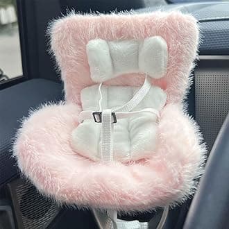 Accessories for Dolls，Safety seat，Car Seat, Doll Sofa, Car Decoration Sofa, Air Vent Clip and Desktop Stand，Suitable for 17cm Doll（no Dolls） (Pink)