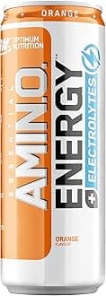 Optimum Nutrition ON Essential Amino Energy + Electrolytes, Sugar Free Energy Drink with Electrolytes and Caffeine, Orange, 24 Pack, 250 ml