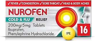 – Nurofen Cold & Flu Tablets 200mg/5mg, 16 Pack - Sinus, Sore Throat, Congestion, Nasal Relief, Up To 8 Hours, Over-The-Counter Medication