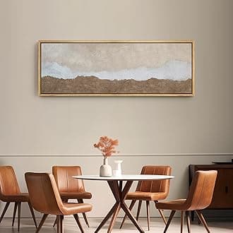 SIGNFORD Large Framed Canvas Print Wall Art Subtle Horizon Earthy Tones Landscape Illustrations Modern Art Calm Warm for Living Room, Bedroom, Office - 60"x20"