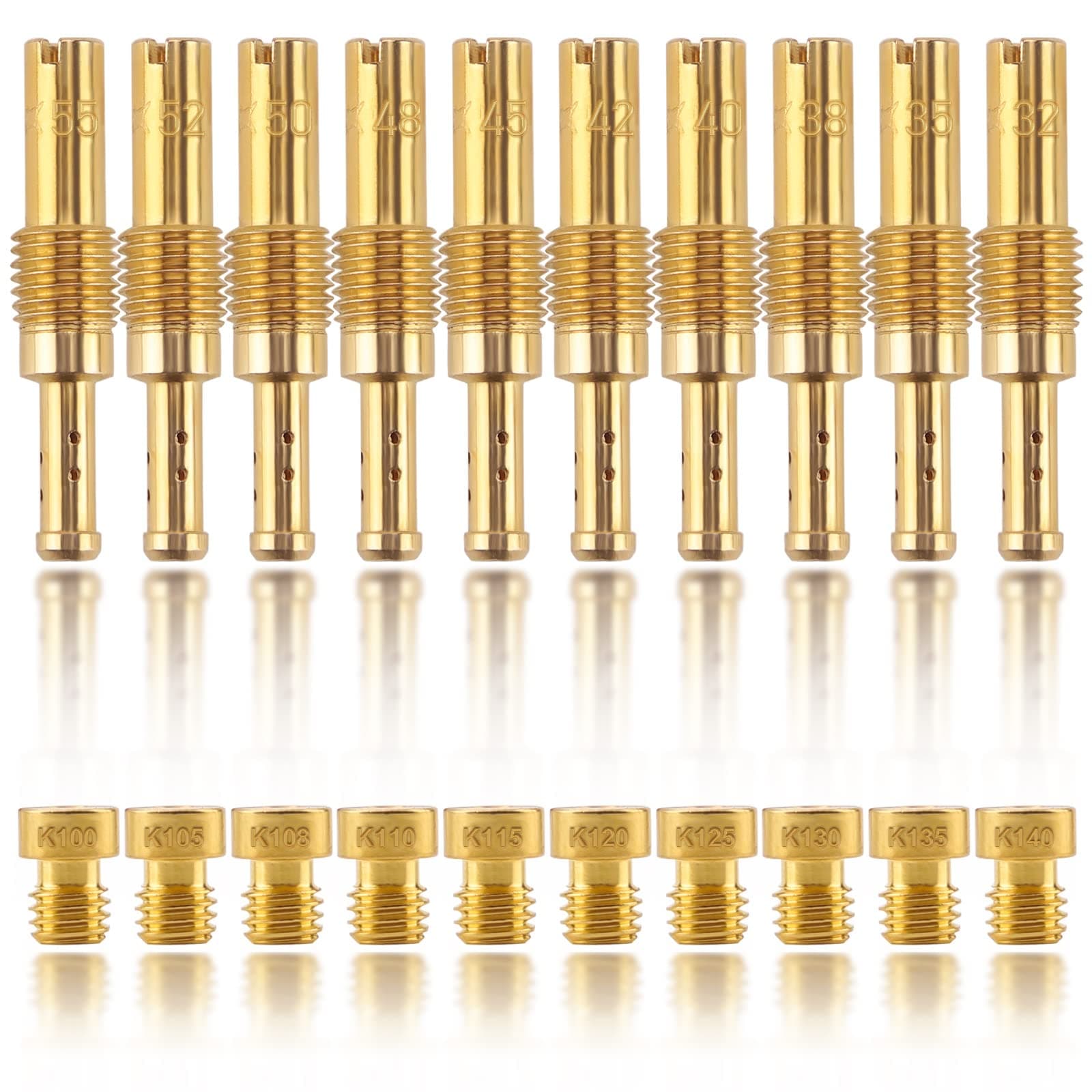 MINSTAR 20 Pieces Carburetor Jet Kit With Container, Include 10 Pieces Carburetor Main Jet and 10 Pieces Slow Jet for PWK Keihin OKO CVK PWM Type